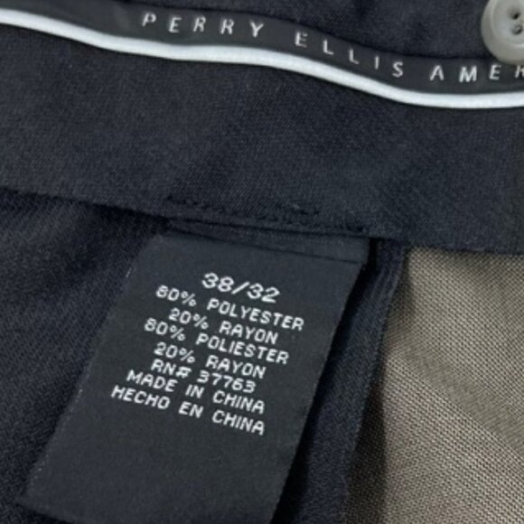 Perry Ellis America Taupe Pleated Front Cuffed Dress Slacks Pants Size 38 x 30 - Picture 11 of 12